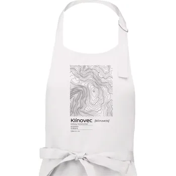 Kuchyňská zástěra Klínovec - vrstevnice v obdélníku - Dámská zástěra na vaření - Univerzální velikost ( Bílá )