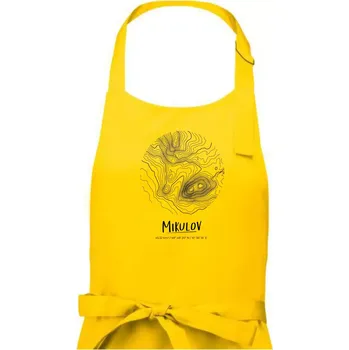 Kuchyňská zástěra Mikulov - vrstevnice v kruhu - Dámská zástěra na vaření - Univerzální velikost ( Žlutá )