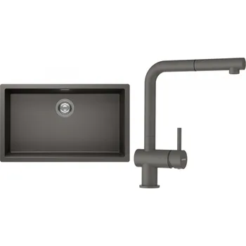 Kuchyňský dřez Set Schock S15-2 (dřez Kaia N-100XL Silverstone + baterie Epos.120 Silverstone)