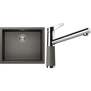 Kuchyňský dřez Set Schock S14-4 (dřez Kaia N-100L Silverstone + baterie SC-510 Silverstone)