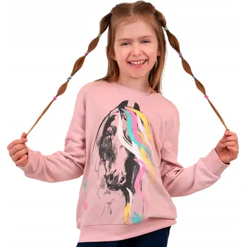 Dívčí mikina Dětská mikina Dívčí bavlna růžová 122 tepláková souprava Kůň Endo