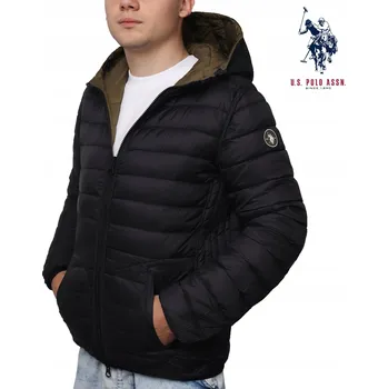 Moto bunda Pánská přechodová bunda na podzim s kapucí U.S. POLO ASSN. OBOUSMĚRNÁ / DVOUSTRANNÁ