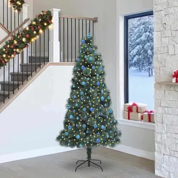 Vánoční stromek Umělý předem osvětlený vánoční stromeček se sadou koulí 240 cm Zelená3396197