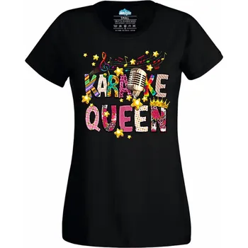 Dámské tričko Dámské tričko Karaoke Královna Queen (Velikost: M, Barva: Černá)