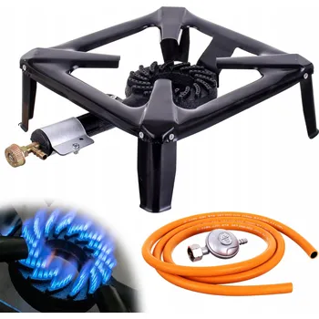 Turistický vařič PLYNOVÝ HOŘÁK STOLIČKA LITINOVÝ VAŘIČ 40x40cm 8kW SADA HADICE REDUKTOR