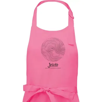 Kuchyňská zástěra Ještěd - vrstevnice v kruhu - Dámská zástěra na vaření - Univerzální velikost ( Růžová )