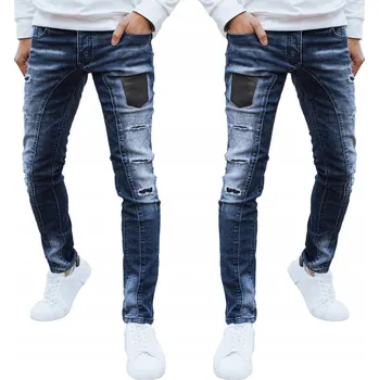 Pánské džíny PÁNSKÉ DŽÍNY S DÍRAMI A ODĚRKAMI MODRÉ ux4296 - 34