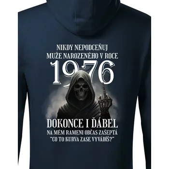 Pánská mikina Pánská mikina k narozeninám s kostlivcem, Barva Tmavá modrá Bezvatriko.cz 3071