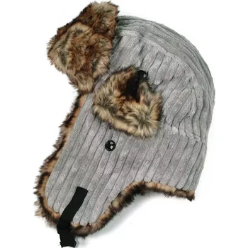 Módní doplněk ArtOfPolo ušanka čepice manšestrová Šedá