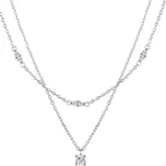 B-TOP Stříbrný dvouvrstvý náhrdelník s moissanitem – Stříbro 925