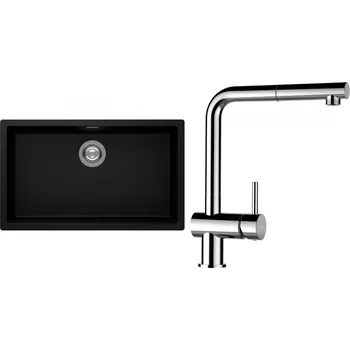 Granitový dřez Set Schock S15-13 (dřez Kaia N-100XL Magma + baterie Epos.120 Chrom)