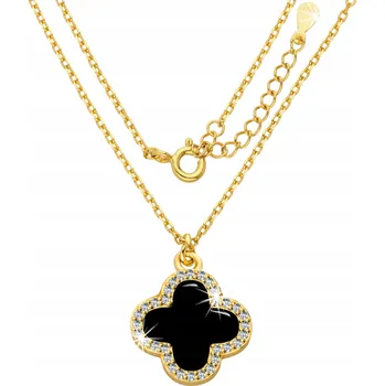Náhrdelník Zlatý Náhrdelník 925 Čtyřlístek Marocký Černý Onyx jako dárek