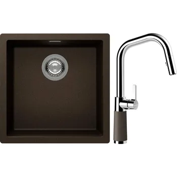 Granitový dřez Set Schock S13-9 (dřez Kaia N-100 Bronze + baterie SC-530.120 Bronze)