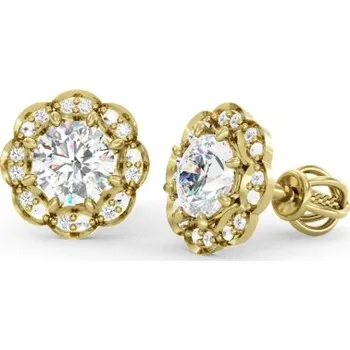 Náušnice Couple, Peckové náušnice Blosselle, žluté zlato se zirkony, 585-66-3-0455.0Z00.0.00.001.05