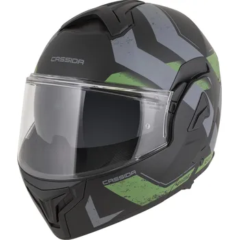 Helma na motorku Překlápěcí helma na motorku Cassida MultiFlip Korp matná černo-zeleno-šedá XS