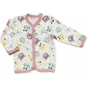 Kojenecký overall KAFTAN dětský kojenecký 62 KOŠILKA rozepínací dlouhý rukáv MEDVÍDCI RŮŽOVÍ