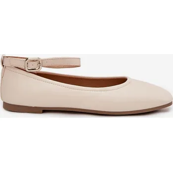Dámské baleríny Dámské baleríny s páskem a přezkou Janelor – béžové Velikost: 38