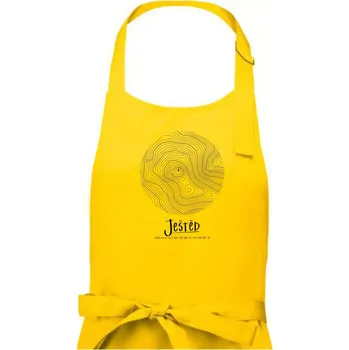 Kuchyňská zástěra Ještěd - vrstevnice v kruhu - Pánská zástěra na vaření - Univerzální velikost ( Žlutá )
