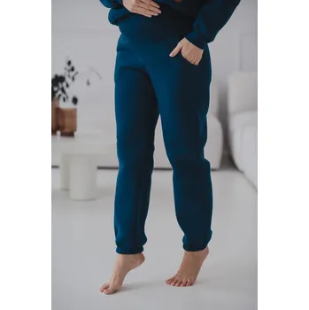 Zateplené těhotenské tepláky Motherhood - modré Poseidon, bavlna Velikost: S