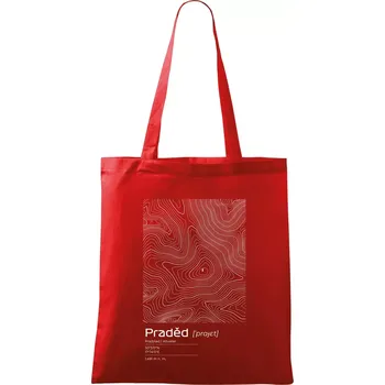 Praděd - vrstevnice v obdélníku - Taška bavlněná - 42 x 38 cm ( Červená )