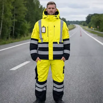 pracovní bunda Madeva ARTON HI-VIS Set Bunda/Kalhoty Yellow/Black S-2XL