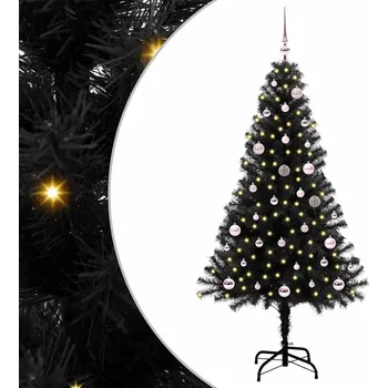 Vánoce Vánoční stromeček s 150 LED diodami s stojanem Černá 150 cm PVC Černá3396467