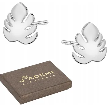 Náušnice STŘÍBRNÉ NÁUŠNICE 925 MONSTERA PEcky LÍSTEK