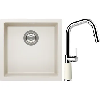 Granitový dřez Set Schock S13-9 (dřez Kaia N-100 Magnolia + baterie SC-530.120 Magnolia)