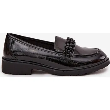 Dámské mokasíny Lakované dámské mokasíny s korálky S.Barski HY52-541 – černé Velikost: 40