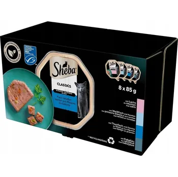 Krmivo pro kočku SHEBA Classics mokré krmivo pro kočky Rybí příchutě v terině, vanička 8x85 g