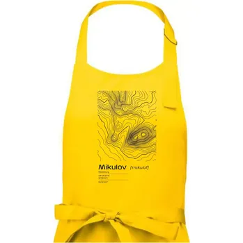 Kuchyňská zástěra Mikulov - vrstevnice v obdélníku - Pánská zástěra na vaření - Univerzální velikost ( Žlutá )