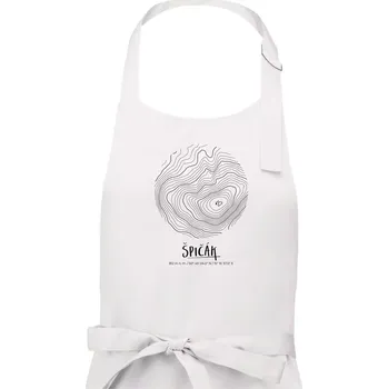 Kuchyňská zástěra Špičák - vrstevnice v kruhu - Pánská zástěra na vaření - Univerzální velikost ( Bílá )