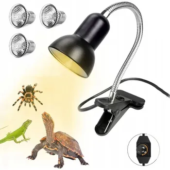 Osvětlení do terária VÝHŘEVNÁ LAMPA PRO ŽELVY, 3 ŽÁROVKY UVA UVB, VÝHŘEVNÁ LAMPA PRO PLAZY DO TERÁRIA