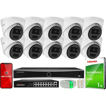 Bezpečnostní kamera Sada IP monitoringu 10 IP kamer 4Mpx PoE rekordér Hikvision Acusense