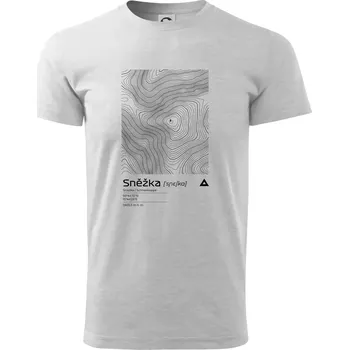 Pánské tričko Sněžka - vrstevnice v obdélníku - Triko extra velké (5-8XL) - 7XL ( Světlešedý Melír )