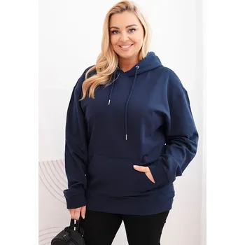 Dámská mikina Dámská mikina s kapucí a klokaní kapsou Plus Size z bavlny/BARVY Barva: Námořnická modř, Velikost: XL