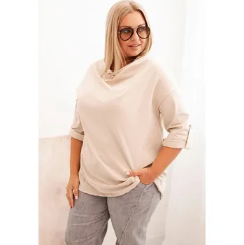 Dámská halenka Dámská blůza Plus Size s bavlnou volného střihu s vodním výstřihem béžová UNI
