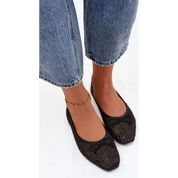 Dámské baleríny Dámské baleríny s pletením a mašlí Belirra – černé Velikost: 36