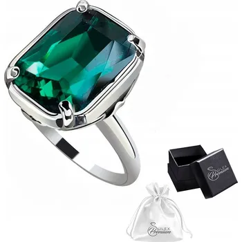 Prsten Stříbrný Prstýnek 925 Elegantní Křišťál Smaragd Prstýnek | vel. 24