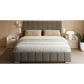 Postel Čalouněná postel AUSTIN 160x200cm Tmavě šedá Boucle s úložným prostorem kovový rošt