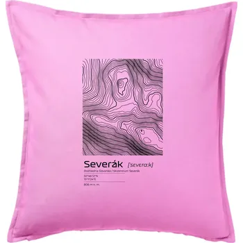 Polštář Severák - vrstevnice v obdélníku - Polštář 50x50 - 50x50 - Pouze potah ( Růžová )