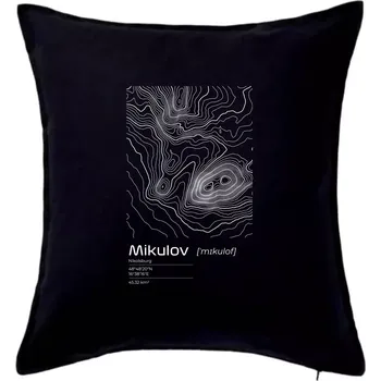 Polštář Mikulov - vrstevnice v obdélníku - Polštář 50x50 - 50x50 - Pouze potah ( Černá )