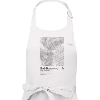 Kuchyňská zástěra Sněžka - vrstevnice v obdélníku - Dámská zástěra na vaření - Univerzální velikost ( Bílá )