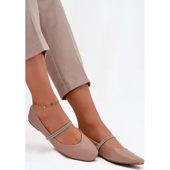 Dámské baleríny Dámské baleríny s lesklými pásky Ilirene – tmavě béžové Velikost: 38