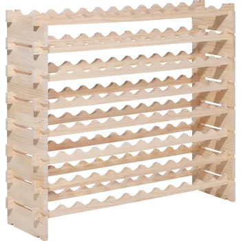 Stojan na víno Vevor Stojací dřevěný regál na víno 96 lahví 8 pater modulární přírodní