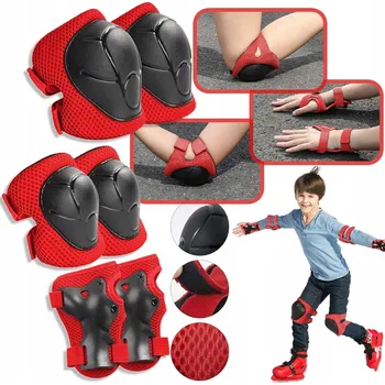 Chránič kolene CHRÁNIČE NA KOLEČKOVÉ BRUSLE sada na kolena lokty kolo pro děti 3v1 Červená
