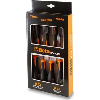 Šroubovák Sada šroubováků Beta 1203E/D8P – 8 kusů Evox (5 plochých + 3 křížové)