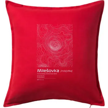Polštář Milešovka - vrstevnice v obdélníku - Polštář 50x50 - 50x50 - Pouze potah ( Červená )