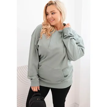 Dámská mikina Dámská mikina s kapucí a klokaní kapsou Plus Size z bavlny/BARVY Barva: Tmavě mátová, Velikost: XXL