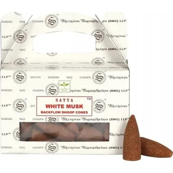 Vonná tyčinka Vonné kužely Satya Backflow Dhoop - Bílé pižmo